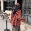 Women's Casual Red Plaid Retro Jacket: Loose, Versatile, Spring Outerwear