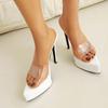 FHC 14.5CM Women High Heeled Slippers,Platform Summer Shoes Transparent Slides,Open Pointed Toe,35-43,Dropship