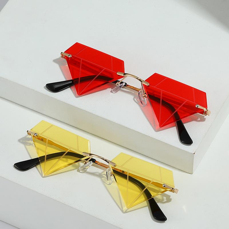 Frameless sunglasses, European and American personalized street show diamond glasses, hip-hop sunglasses