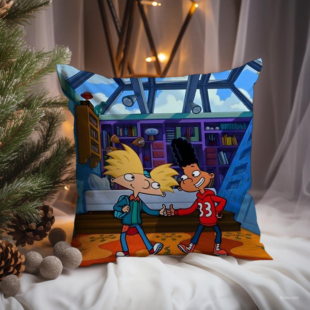 Anime H-Hey Arnold Cushion Cover Premium Comfort Reversible Pillow Cove -Two In One Design for Any Room & Car Interior