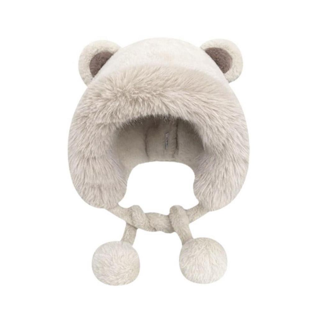 Women Winter Warm Kawaii Fur Imitation Mink Plush Hat Thickened Cute Bear Ear Japanese Bomber Hat Ear Protection Cap Gifts
