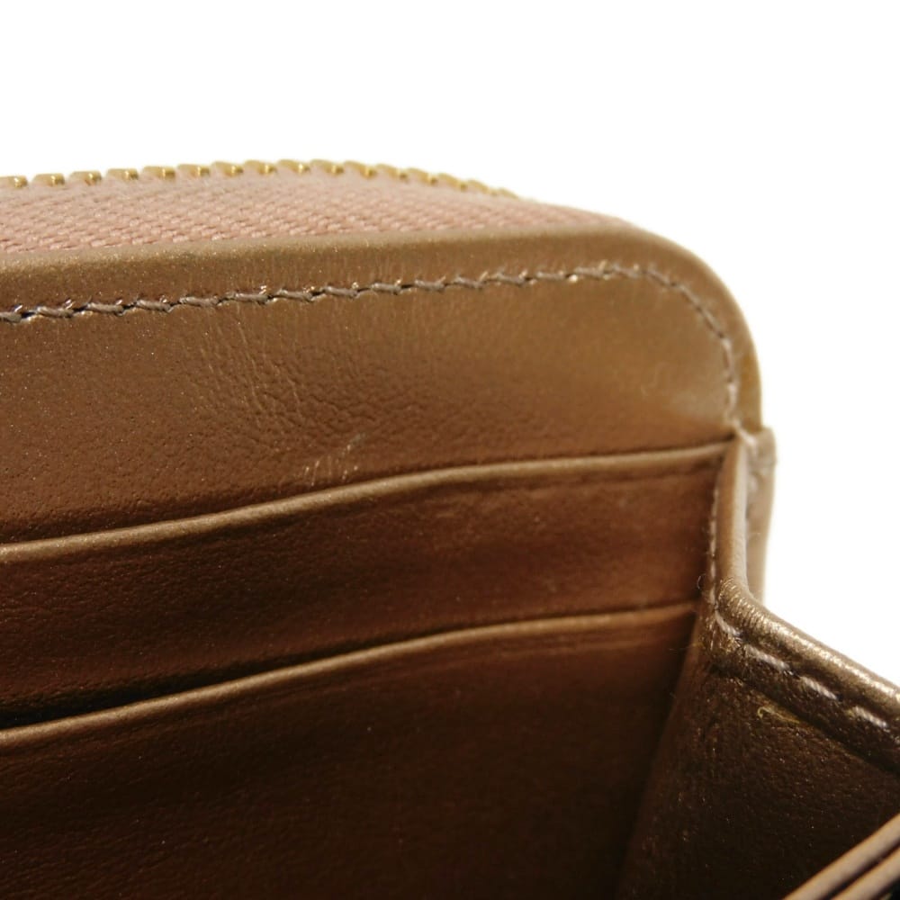 Used 11569 Vitello Move Coin Purse 1MM268 7943 Zip Around Compartment Card Case with Logo, Pink Gold, Women's from