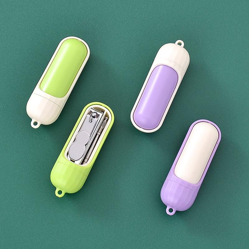 6 Pcs Stainless Steel Nail Cutter Pedicure Scissors Set With Capsule Shaped Storage Box Portable Manicure And Pedicure Tool