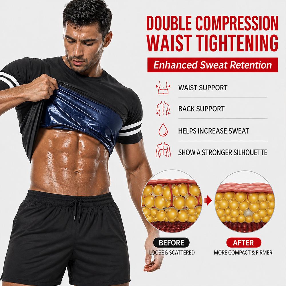 Men Body Shaper Sauna Vest Waist Trainer Sweat Shirt for Weight Loss Slimming Men Pullover Sportswear Workout Suit