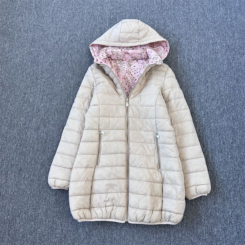 

Экспорт Модное Одностороннее Пальто средней длины и длинное Пальто с хлопковой подкладкой для женщин Съемный капюшон Приталенное пальто Pink single-sided long cotton-padded clothes S/M