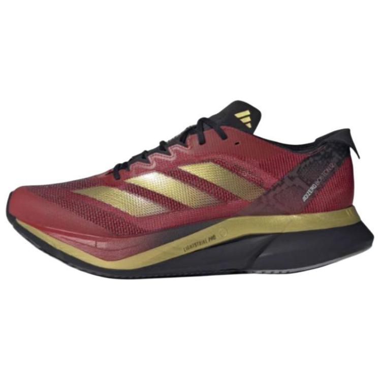 New Adidas Adizero Boston 12 Anti Slip Wear Resistant Low Top Running Shoes Unisex Red Gold JS1919