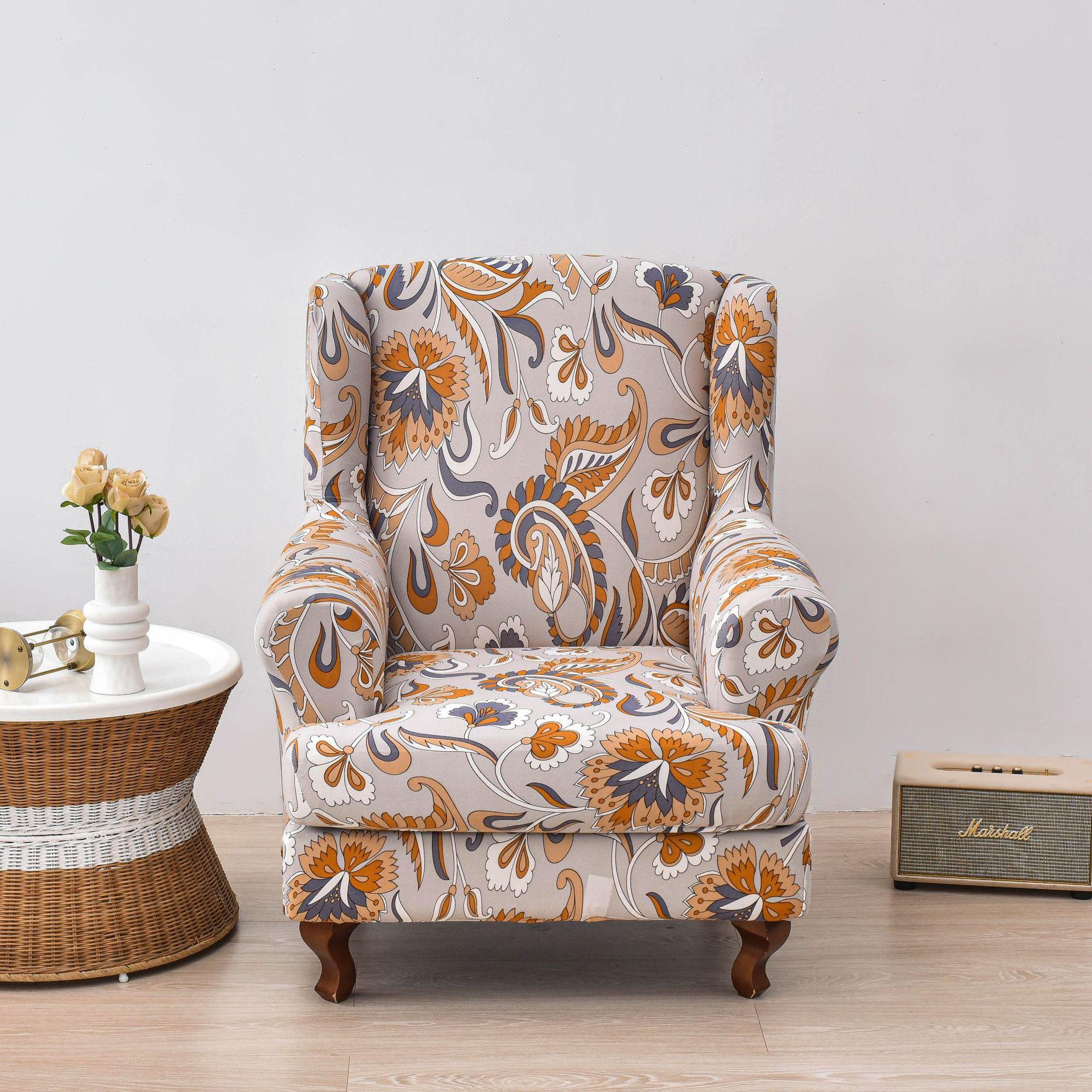 

Класичний чохол для крісла Wingback: Повна спинка, еластична тканина, затягується стрічкою, підходить для одномісного дивана 2pcs/set