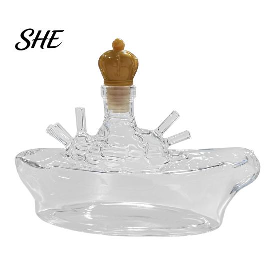 Functional Whiskey Container Funny French Bulldog Decanter, 350ml Hand Blown Glass Liquor Bottle, Handcrafted Decanter Novelty Dog Shape Wine 350ml B