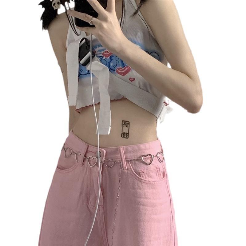 Jeans Women's Autumn Pink Versatile Straight Wide Leg Pants Loose High Waist Skinny Pants Tide Pants