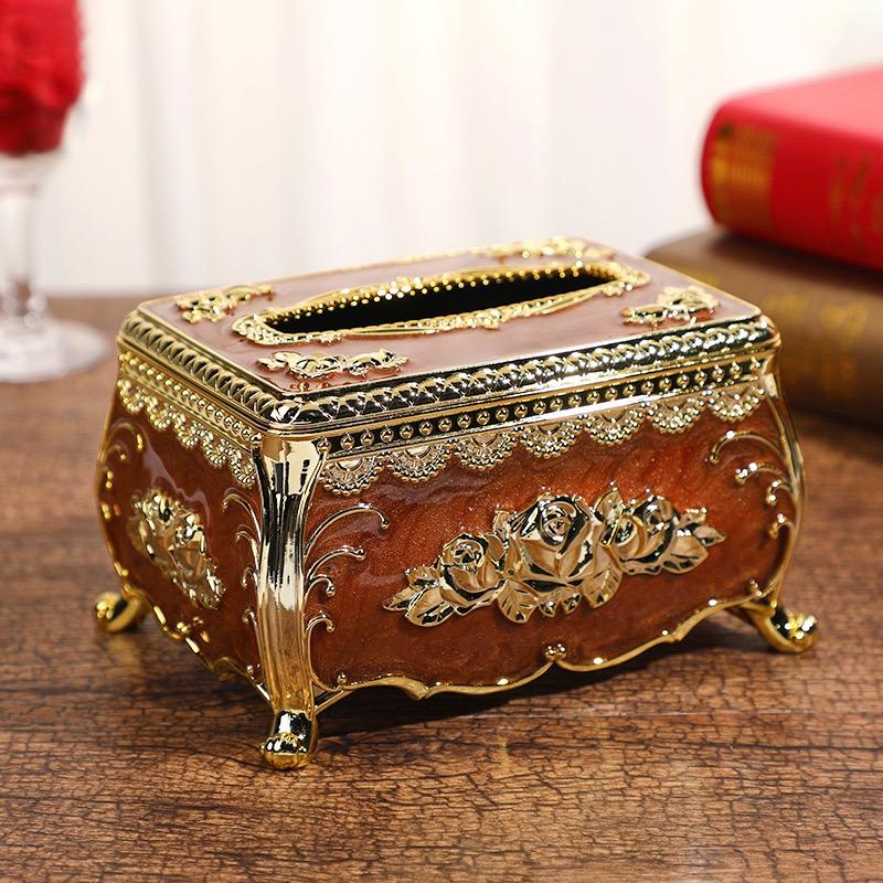 Facial Tissue Holder Embossed Rose Plastic Tissue Box Cover Tissue Dispenser for Living Room Home Household Kitchen Countertop