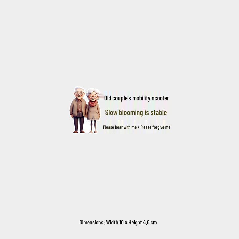 Elderly Couple s Car: Slow and Steady Drive - Personalized Rear Window Warning Sticker