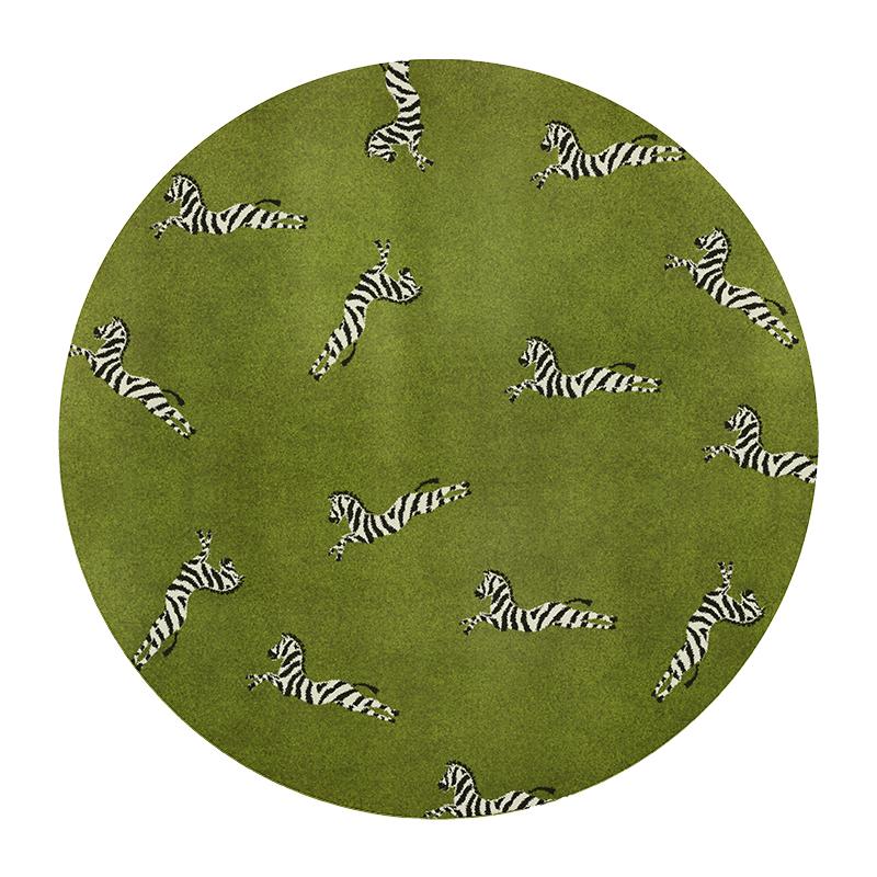 Light Luxury Bedroom Decor Round Carpet Thickend Plush Bedside Floor Mat Fluffy Soft Rug Leopard Pattern Carpets for Living Room