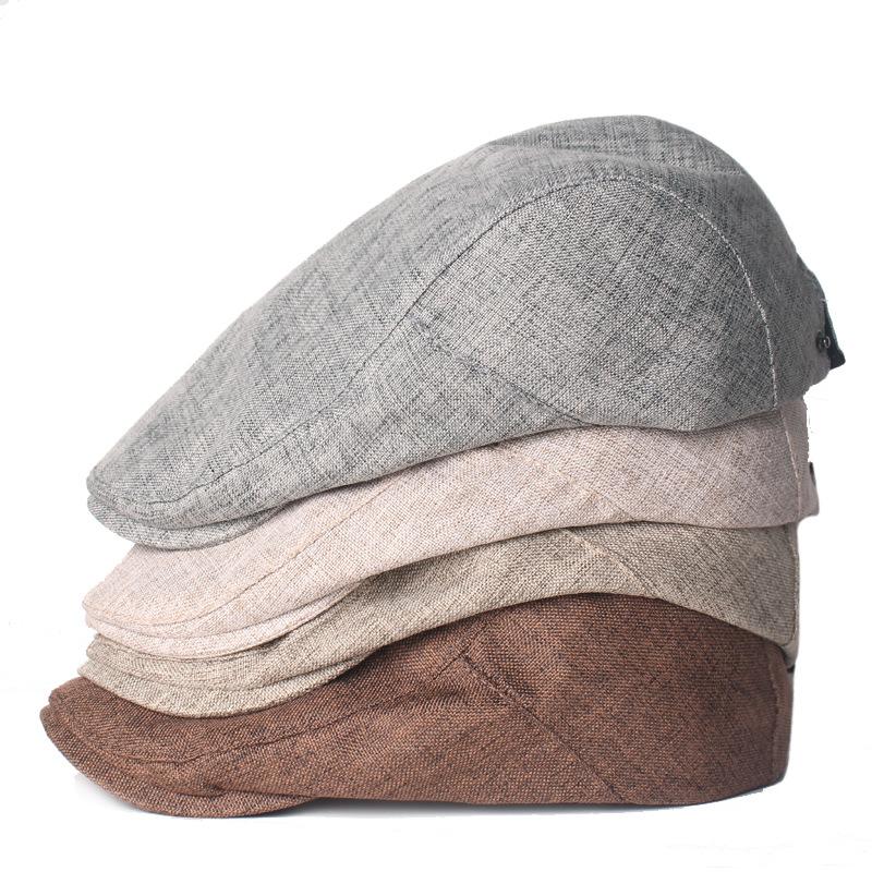 Cotton and Linen Forward Cap Men's Simple Retro Duck-teak Cap Autumn Hat Literary Youth Beret Old Man Cap