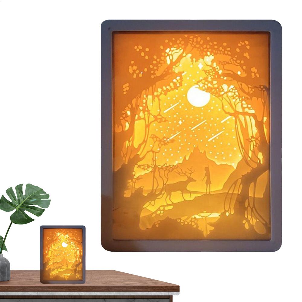 Papercut Light Box Frame Night Lights 3D Papercut Light Boxes Frame LED Night Lights Paper Sculptures Night Lamp For Valentine's