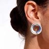 Irregular ring hand-painted enamel color stud earrings niche daily versatile temperament versatile earrings