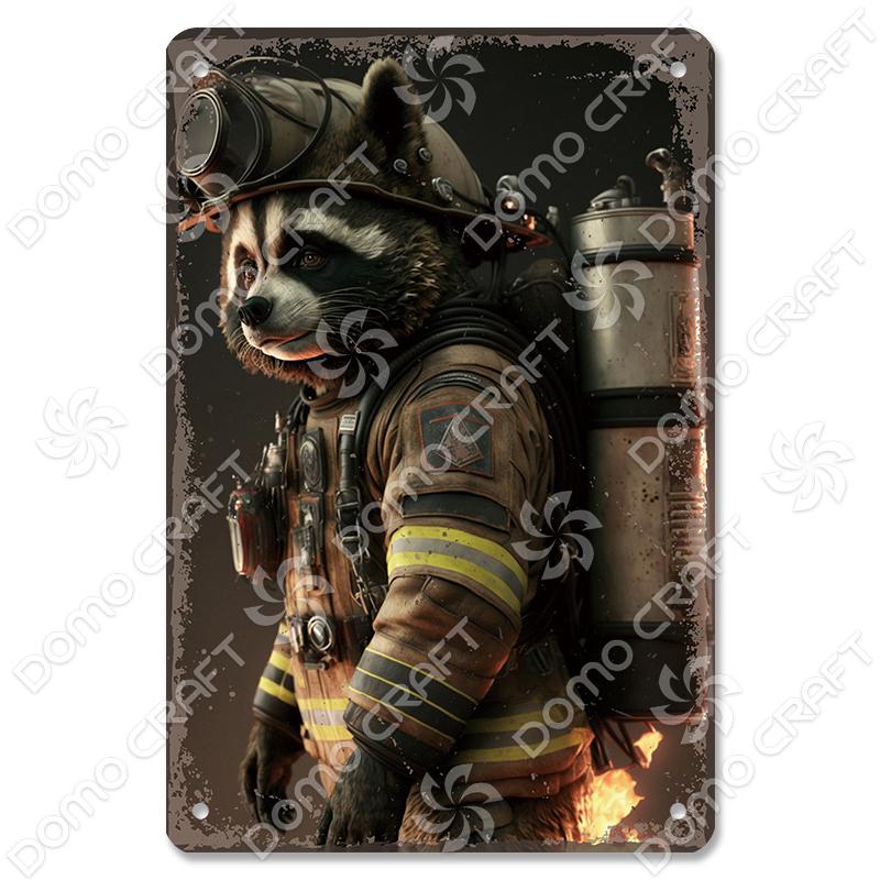 Vintage Fireman Tin Sign Metal Plate Classic Firefighter Movie Metal Poster Wall Decor for Garage Club Hotel Home