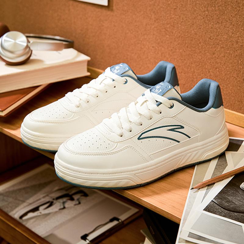 New Anta BaiChuan Wear resistant And Lightweight Low Top Skateboard Shoes Men's Ivory White Rosemary Blue 112538010-1