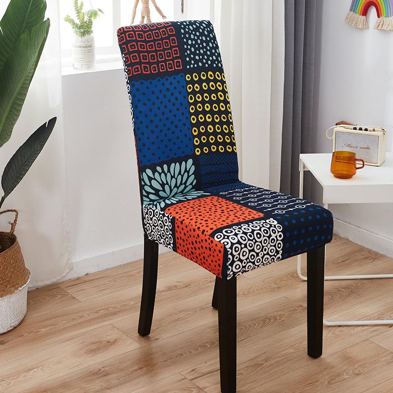 Simple Printed One Piece Elastic Chair Cover for Home Office Dinner Room  Dustproof Chair Seat Cover Home Chair Slipcover Case