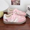 Pink board shoes female ugly cute spring new niche round head student sports little white shoes