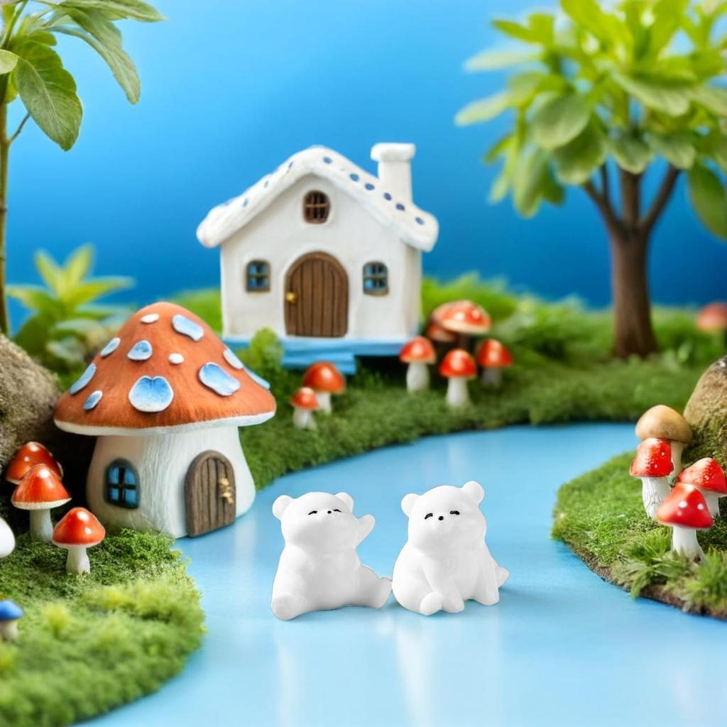 LEDMOMO Polar Bear Miniature 10-Piece Set (5 Designs) - Polar Bear Figurines, Animal Figurines, Resin, for Terrariums, Moss, Succulents, Bonsai,