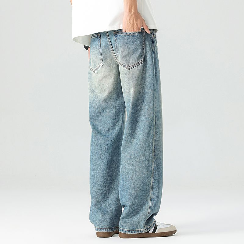 Minger | American Trendy Brand Loose Wide-leg Washed Jeans Men's New Drape Straight Blue Pants