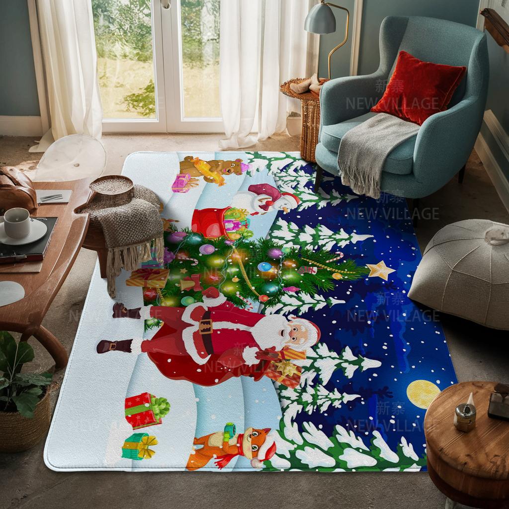 House Entrance Carpet Home Door Mat Living Room Bath Foot Bathroom Non-slip Water Absorption Rugs Bath Merry Christmas Winter
