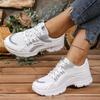 Fashion Fashion Mix Color Lace Up Sneakers Women 2025 Autumn Breathable Mesh Thick Bottom Sports Shoes Comfort Non Slip Running Shoes