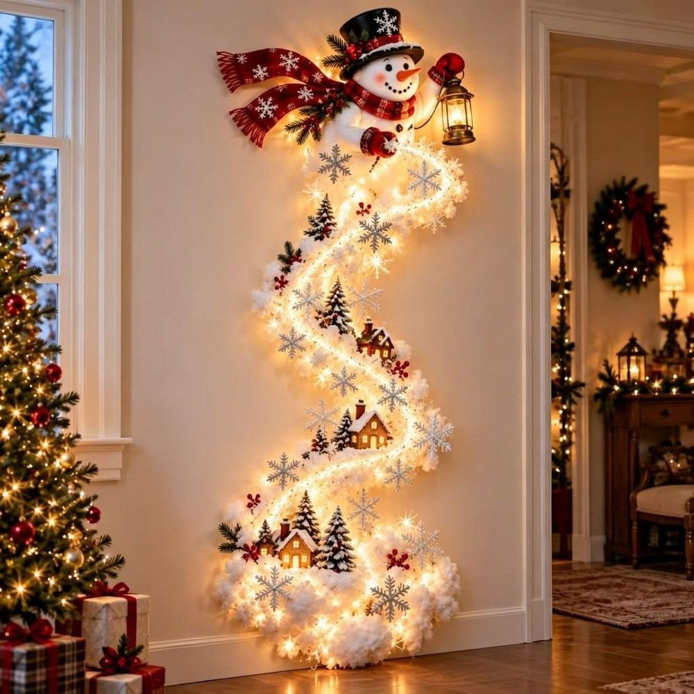 Wandmontierte Weihnachtsmagie-Pfad-Wandleuchte Schneepfad-Form Weihnachtsthema-Stil Beleuchtete Wanddekoration Warmweiße Lichter