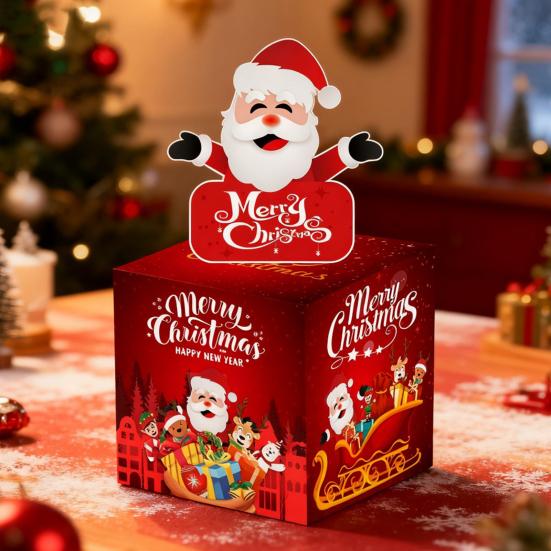 Christmas Money Box Pull-out Cash Gift Box DIY Holiday Money Gift Box with Transparent Bags Christmas Money Holder Pull Box for Kids Adults
