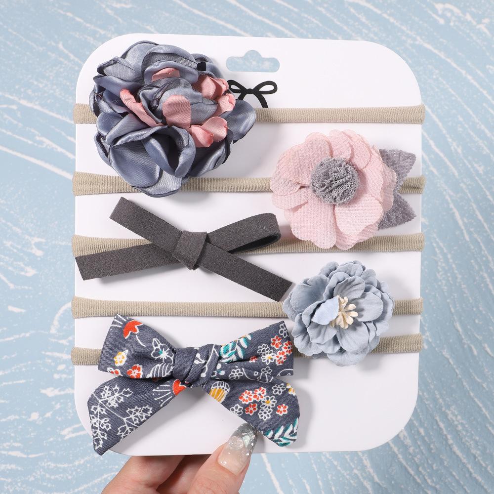 Children'S Fabric Hair Accessories Handmade Bow Headband New Spring Set Baby Nylon Headband Set 2916