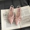 Bow women bag head Roman sandals summer fashion niche design sense commuter invisible pointed wedge heel women's shoes