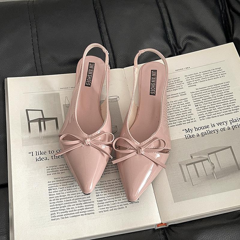 Bow women bag head Roman sandals summer fashion niche design sense commuter invisible pointed wedge heel women's shoes