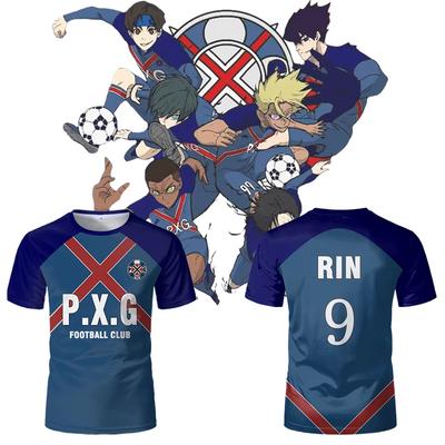 PXG Blue Lock japonez Anime Jersey Uniforma de fotbal Nr. 9 Rin Shidou Cosplay Tricouri Bărbați și Femei Casual Sport Topuri