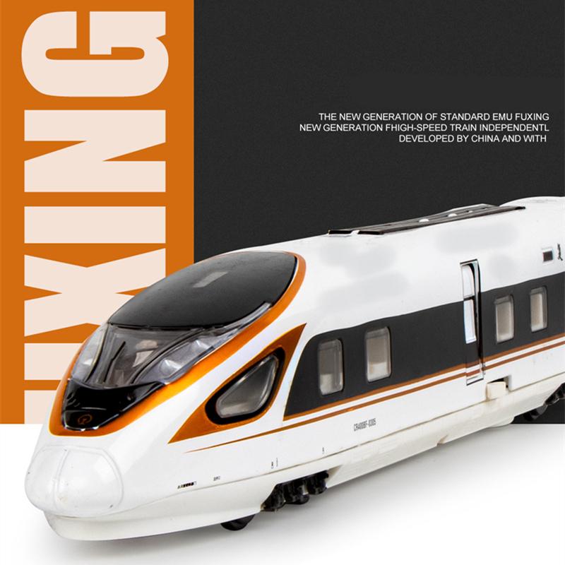 Lega Treno ad Alta Velocità Modello Diecast Metallo Giocattolo Rotaia Elettrico Treno ad Alta Velocità Veicoli Metropolitana Modello Auto Suono e Luci Regalo per Bambini