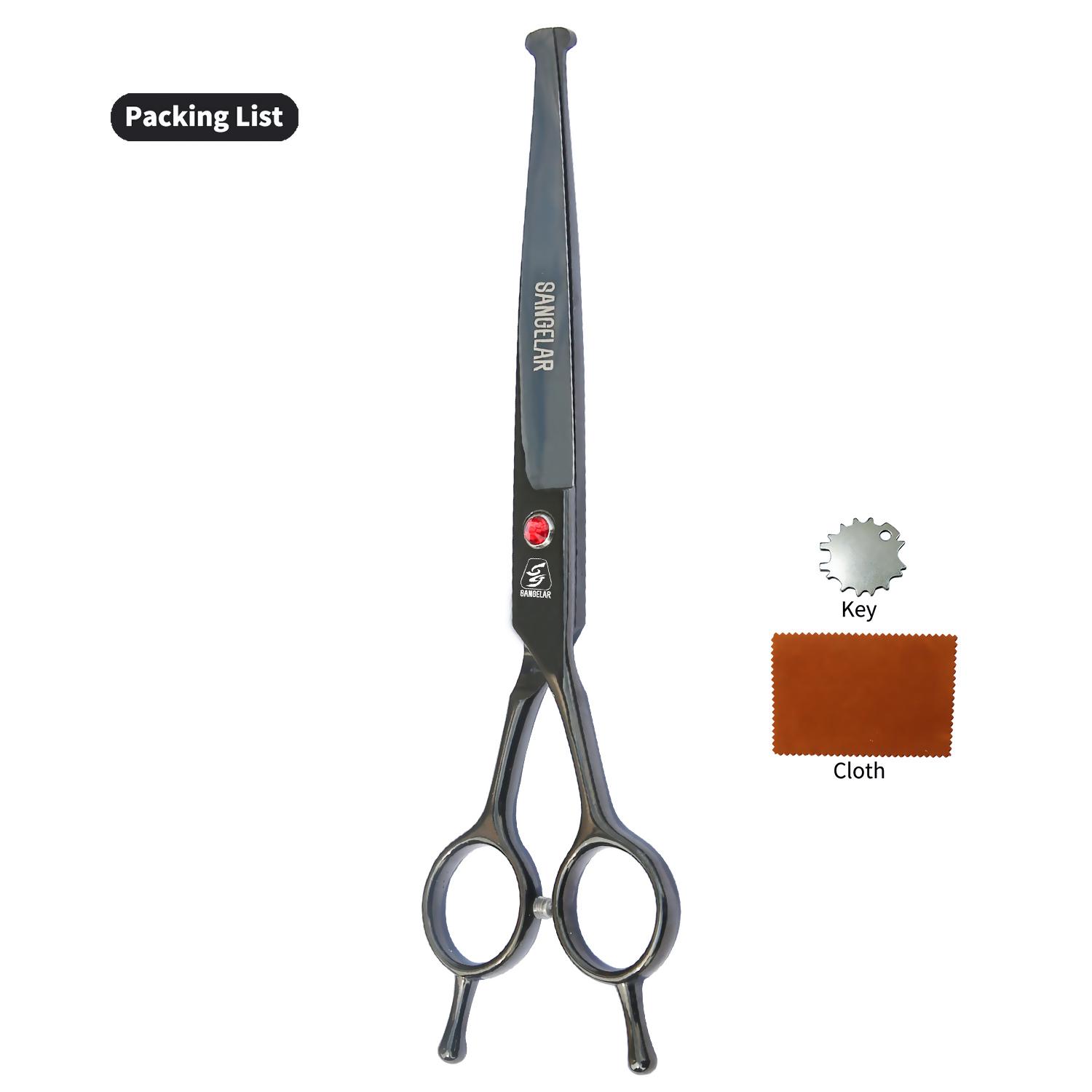 

Sangelar 7-дюймовые ножницы для домашних животных, профессиональные инструменты для ухода за домашними собаками, круглая голова, безопасное использование изогнутых ножниц, ножницы для резки домашних животных 7 inch Round Tip Straight чёрный