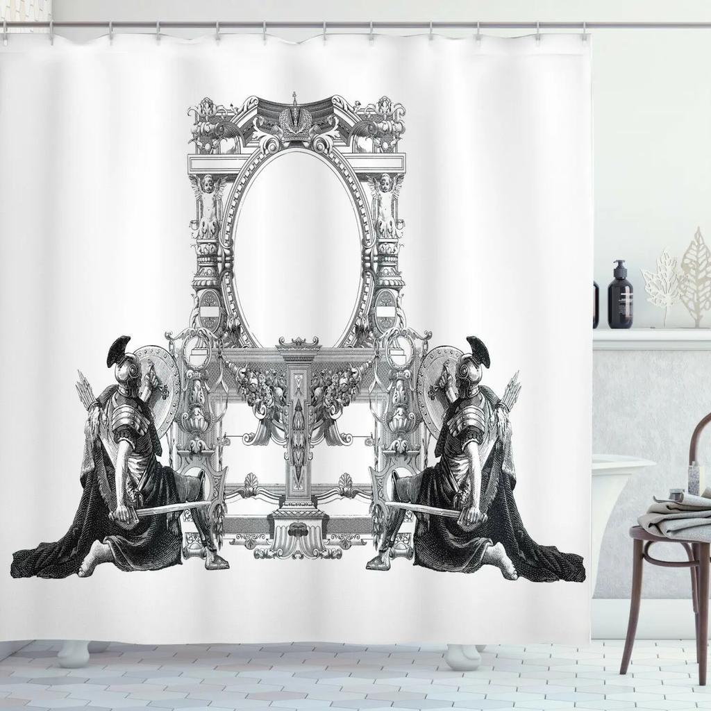 Victorian Shower Curtain Ladies Clothes History Dress Handbag Feather Gloves Floral Design Baroque Bathroom Curtains With Hooks