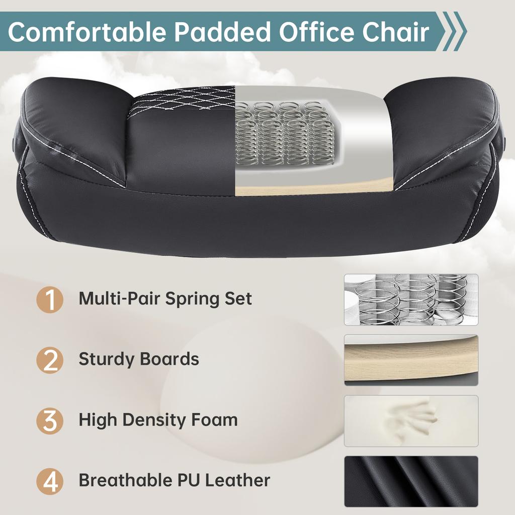 The leather department also fits work meals and baskets of the machines with wheels and padded back. Also small, swinging play chairs, black