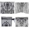 Halloween Black Lace Curtains Tassel Valance Skull Bat Tulle Topper Shawl