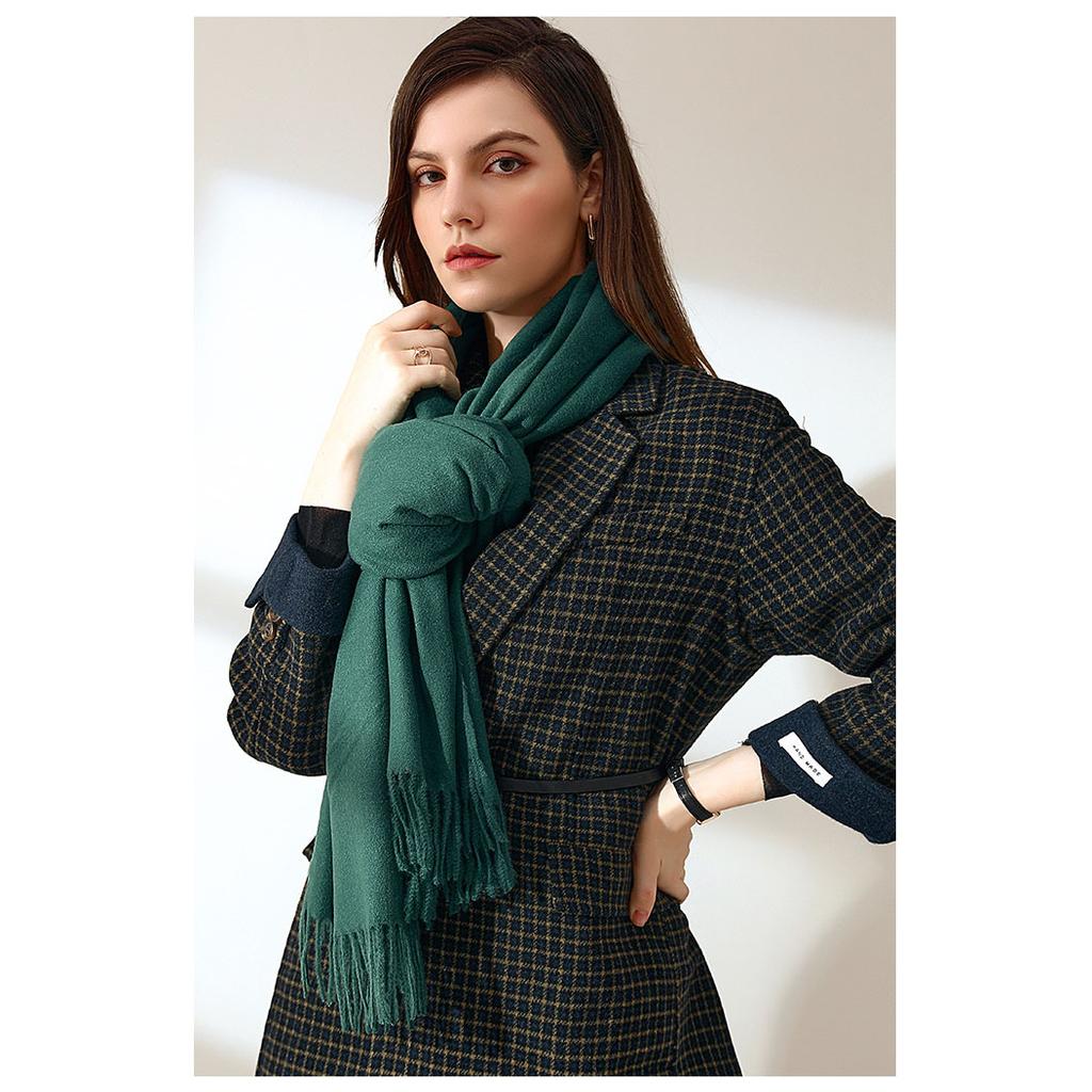 2021 outono inverno nova cor sólida imitação cachecol de caxemira médio longo quente doce moda borla cachecol