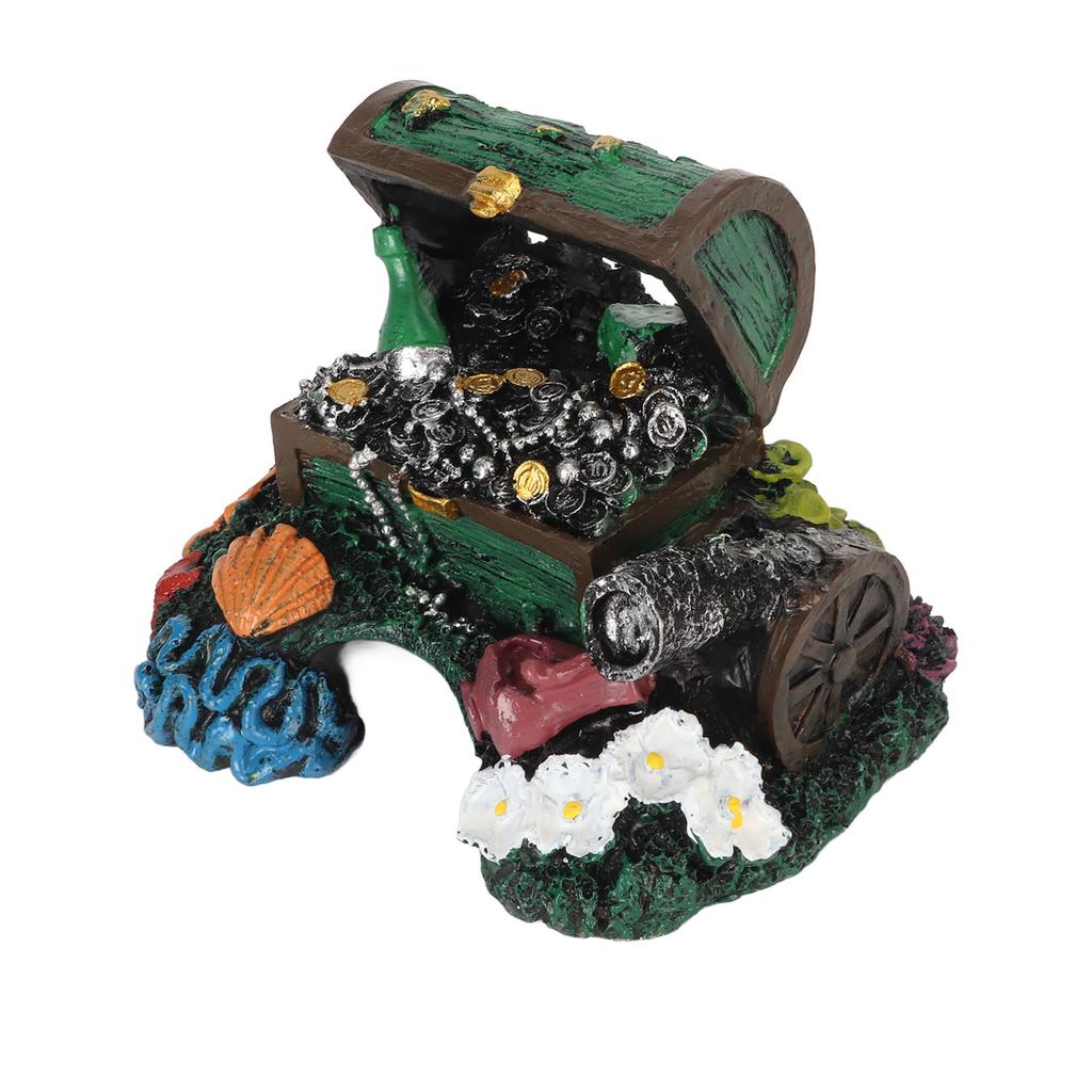 Aquarium Treasure Box Ornament Hideout Cave Lifelike Resin Jewelry Box Decoration for Freshwater