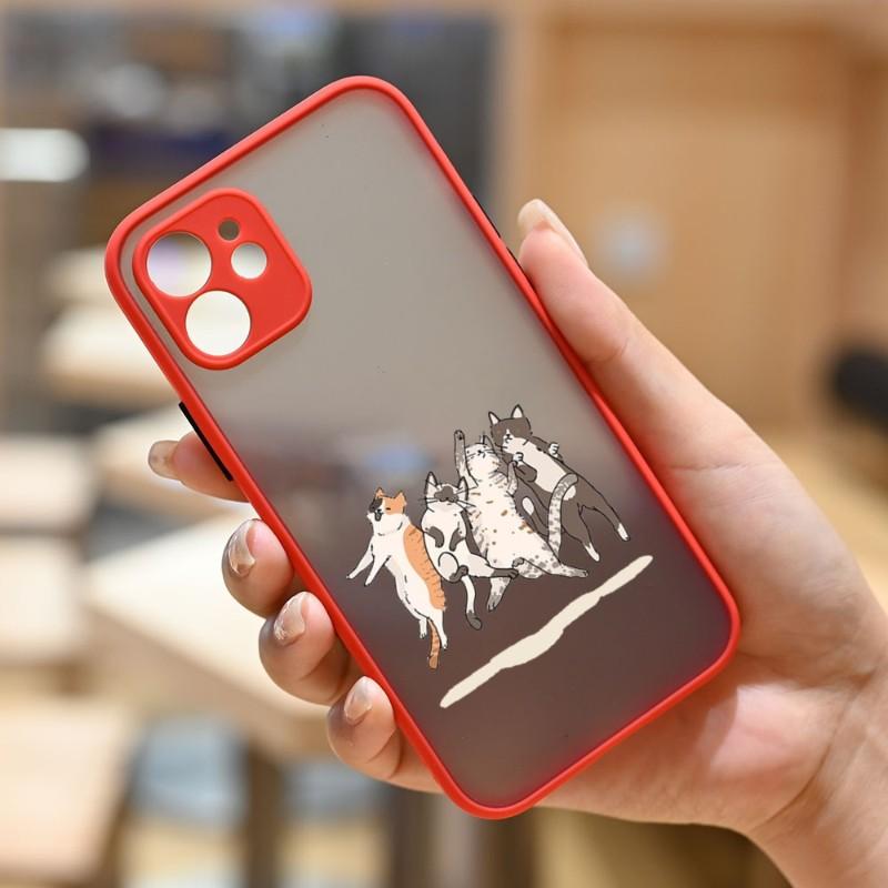 Cute Cat Phone Case For IPhone 14 13 12 11 Mini Pro Max XS X Max XR 8 7 Plus SE 2022 Skin Color Phone Cover