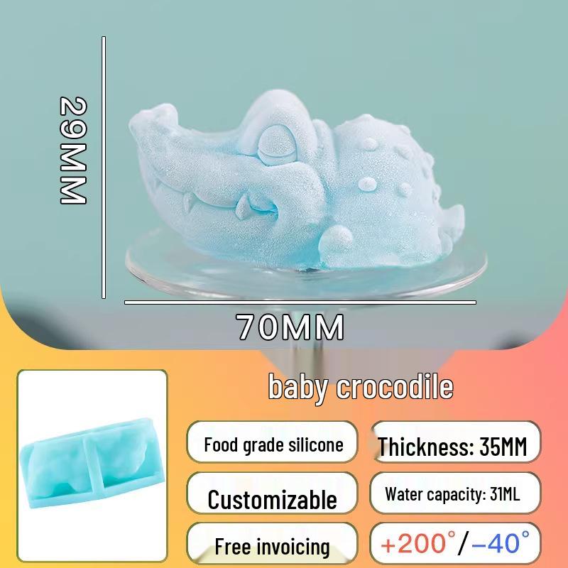 Crocodile-Shaped Silicone Ice Cube Tray for Whiskey – Large, Food-Grade, Cartoon Design