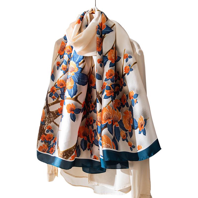 New satin imitation silk printing large square scarf high-end scarf mother scarf women's 80x180cm shawl