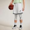 Li Ning CBA Series Professional Basketball Striped Logo Mid-Waist Straight-Leg Sports Shorts Men Shorts White AAPU031-8