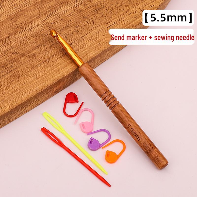 Set croșete din lemn rotunde pentru proiecte cu fir: Pulover, Păpușă, Papuci de casă și Pachet Material Tricotat