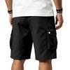 Men's Multi Pocket Cargo Shorts Elastic Waist Drawstring Loose Fit Casual Outdoor Work Shorts with Side Flap Pockets