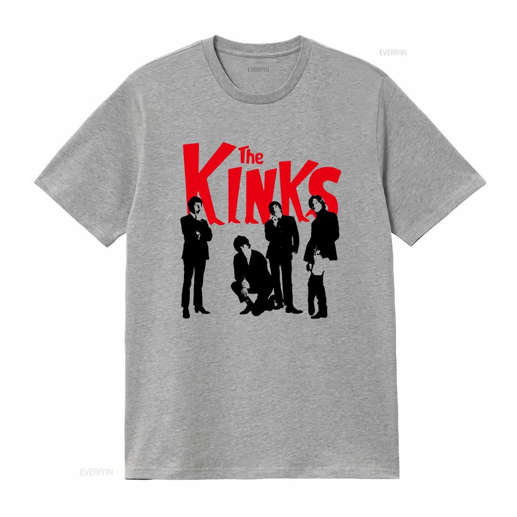 The Kinks Band Print T Shirt Rock Music Fans Casual vintage Washed Unisex Slightly Stretched Versatile homme Stylish