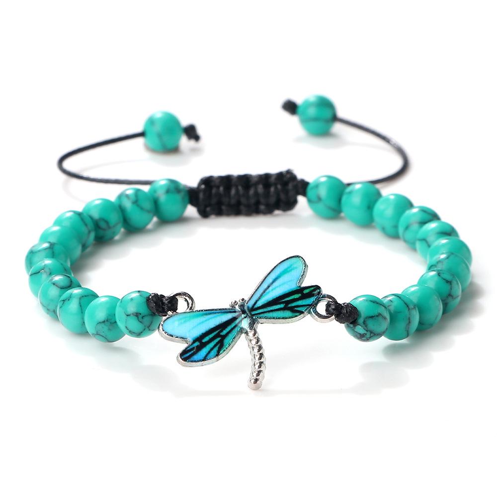 Dragonfly Water Touch Adjustable Blue Turquoise Beaded Bracelet