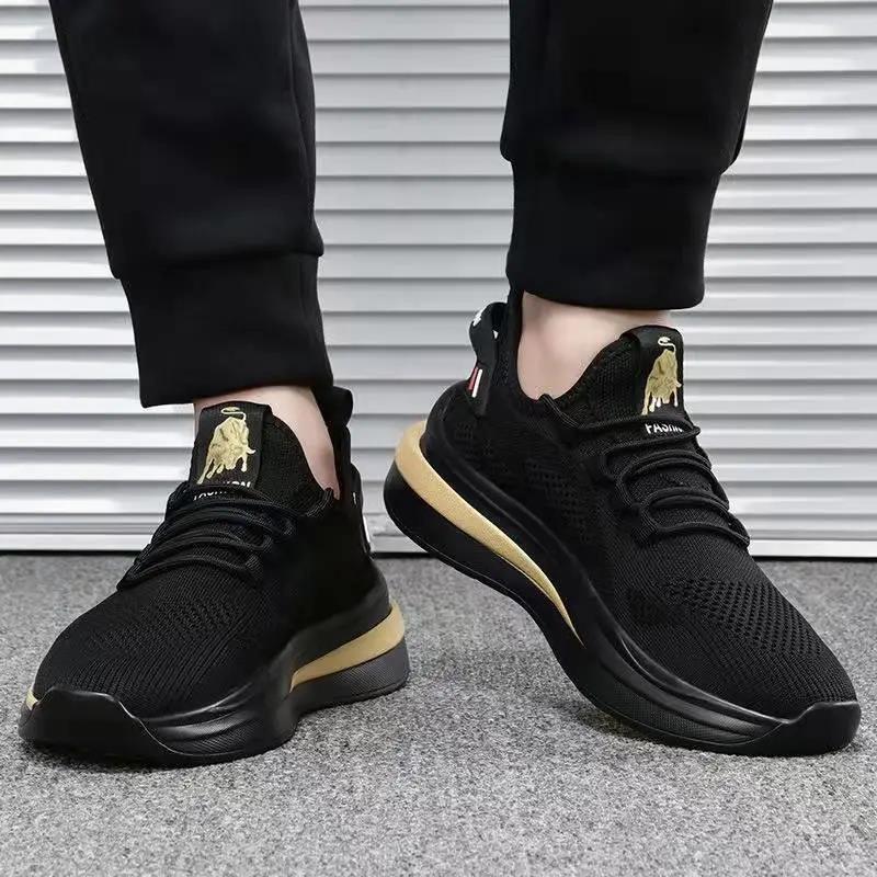 Men's Summer Breathable Lightweight Casual Running Sneakers – Trendy Versatile Flat Lace-Up Athletic Shoes, Comfortable Soft-Sole Footwear for Daily