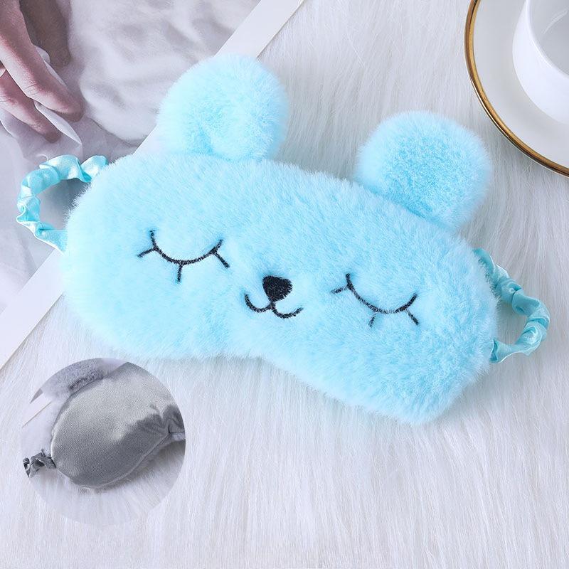 1 Pieza Orejas de Conejo de Dibujos Animados Lindas Felpa Seda Artificial Máscara de Ojos Cómoda Máscara de Ojos para Dormir Compresa de Hielo Máscara de Ojos de Felpa